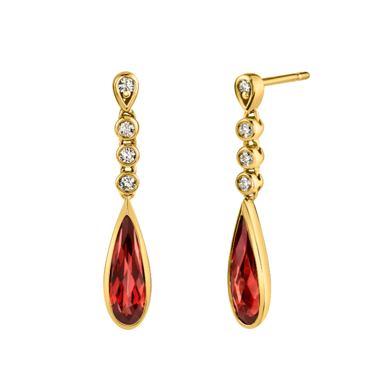 Garnet and Diamond Drop Earrings