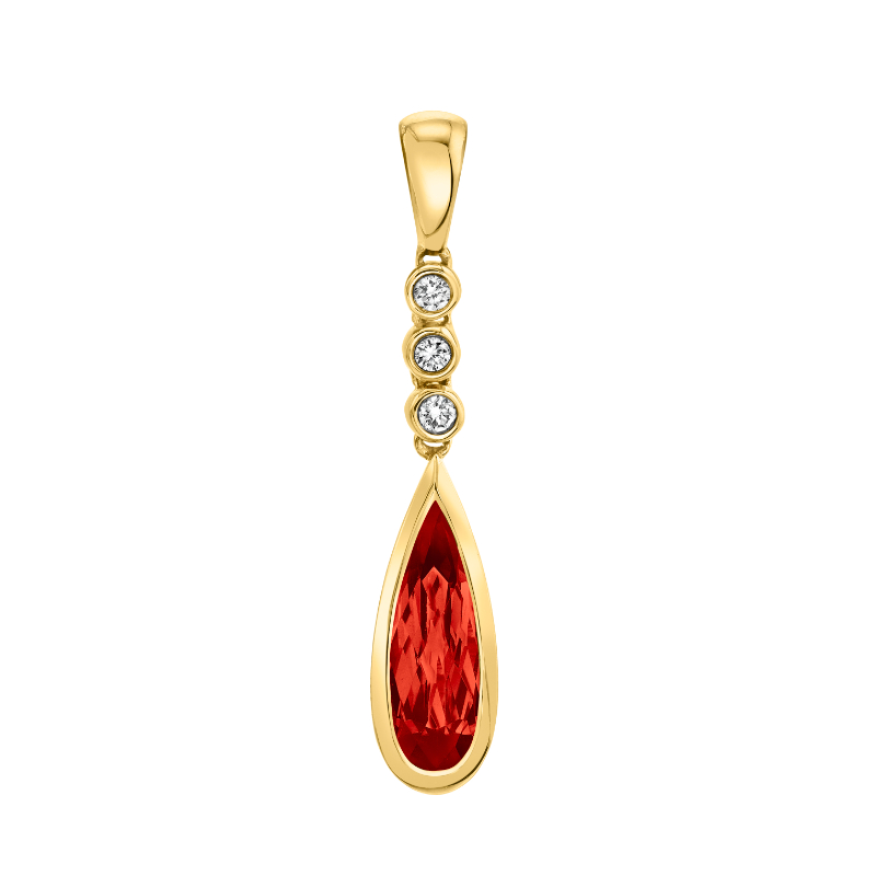 Garnet and Diamond Drop Pendant