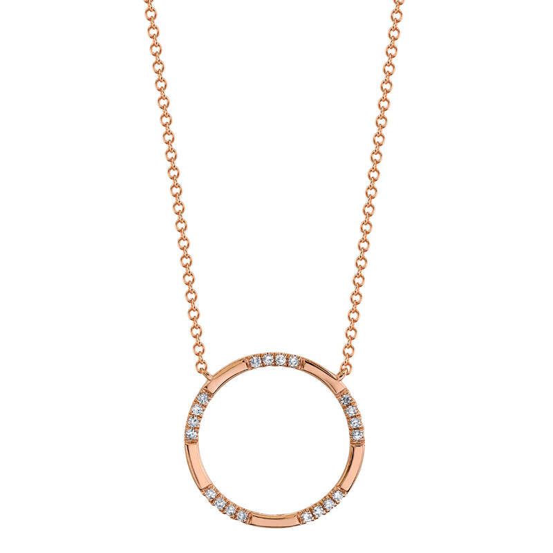 Gold and Diamond Circle Necklace