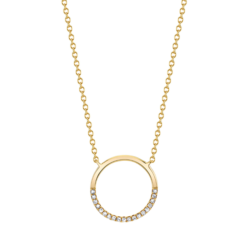 Gold and Diamond Circle Necklace