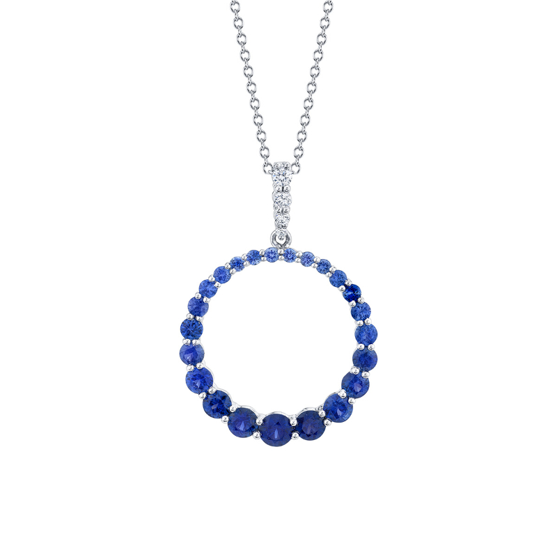 Gradiated Sapphire Circle Pendant