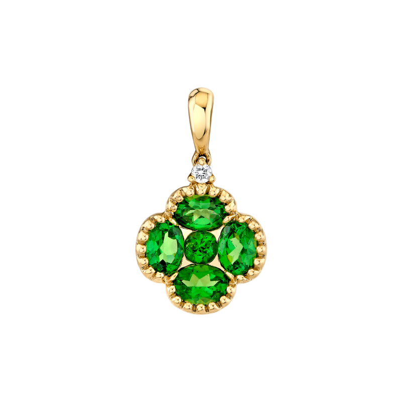 Gold and Tsavorite Clover Necklace