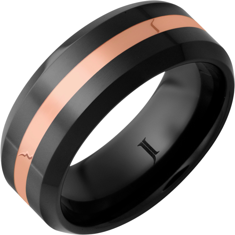 Black Diamond Ceramic - 14K Rose Gold Inlay Ring