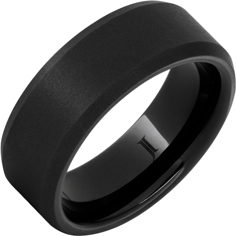 Black Diamond Ceramic - Beveled Edge Ring with Sandblast Finish