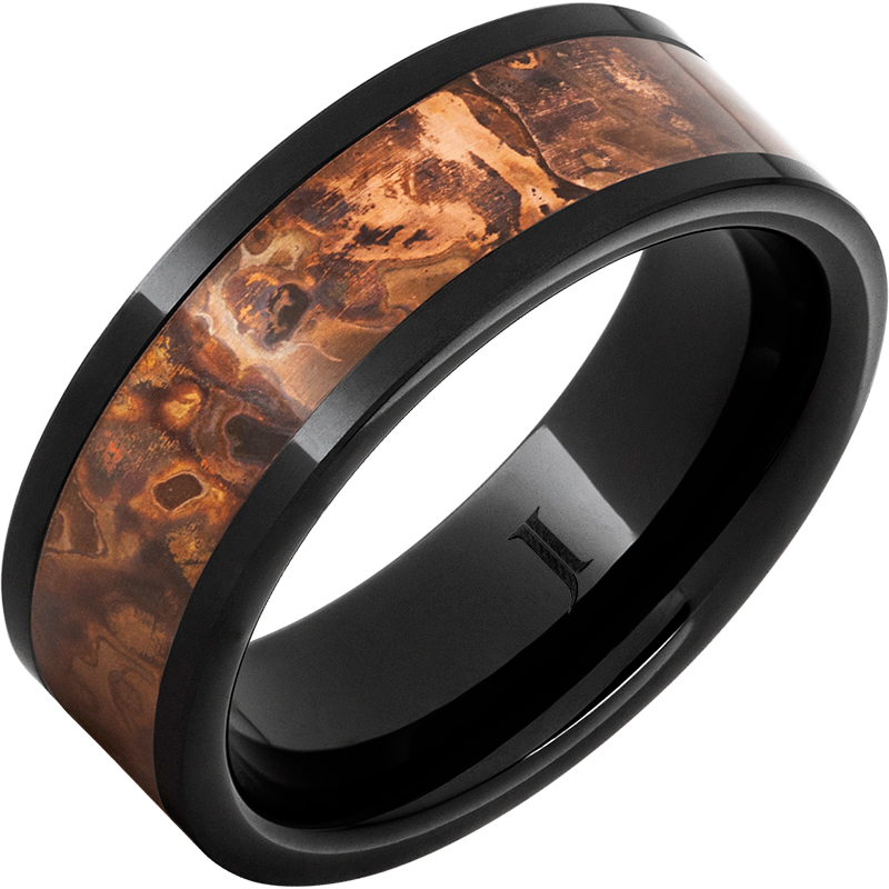 Black Diamond Ceramic - Ring With Distressed Copper Inlay