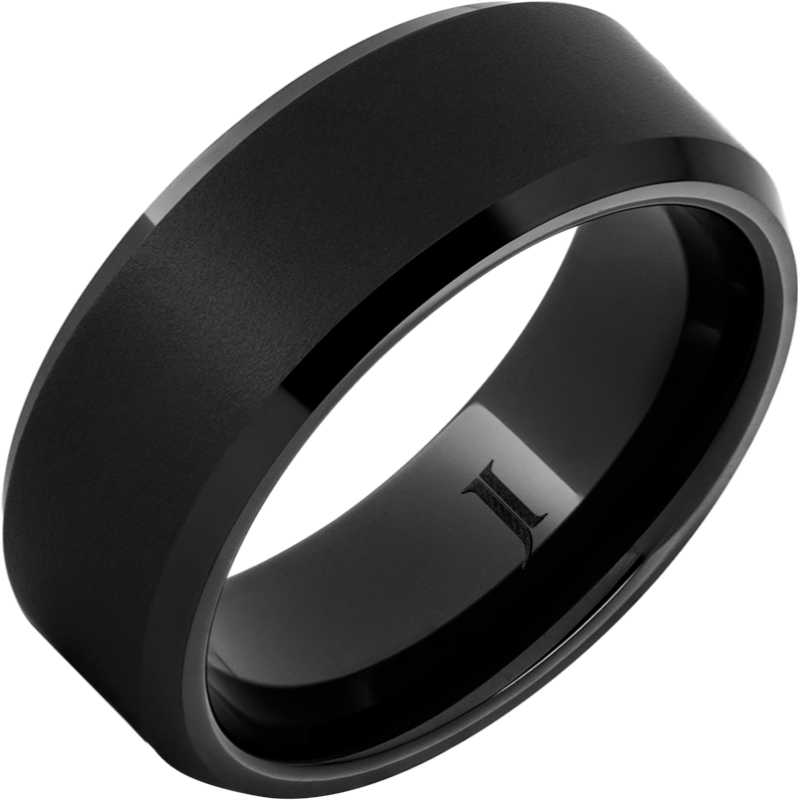 Black Diamond Ceramic - Ring with Sandblast Finish