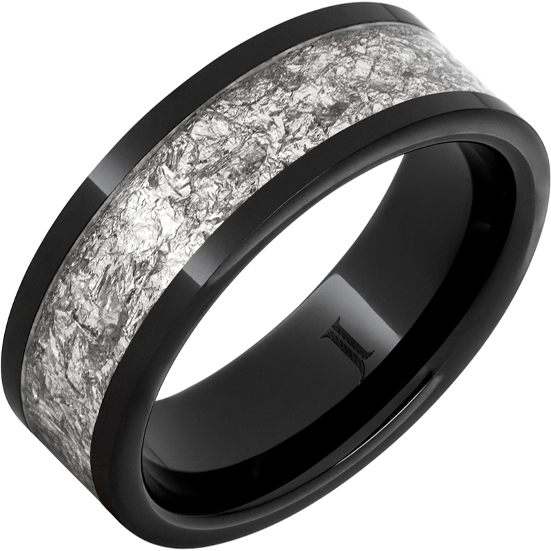 Black Diamond Ceramic - Ring With Sterling Silver Foil Inlay