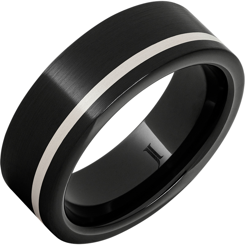 Black Diamond Ceramic - Ring with Sterling Silver Inlay