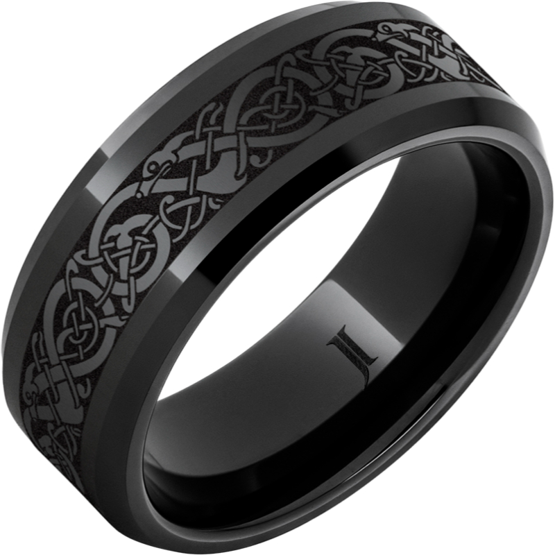 The Viking ? Black Diamond Ceramic - Engraved Ring