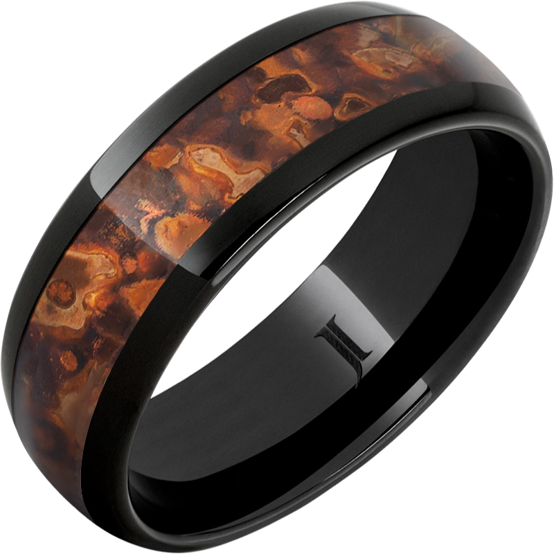 Black Diamond Ceramic - Ring With Distressed Copper Inlay