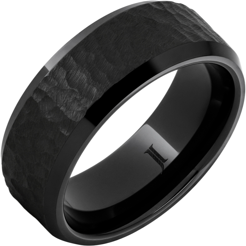 Black Diamond Ceramic Ring With Moon Crater Finish