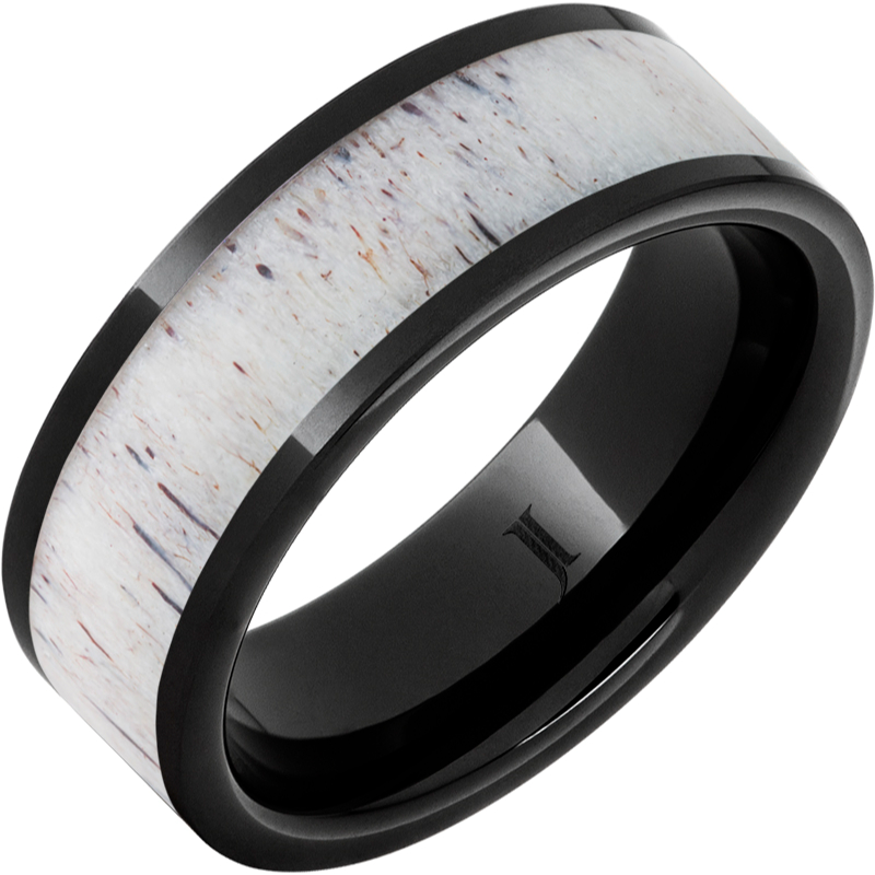 Black Diamond Ceramic - Antler Inlay Ring