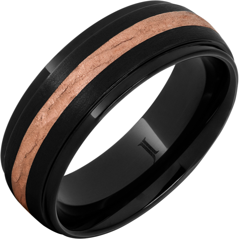 Black Diamond Ceramic - Ring with 14k Rose Gold Inlay