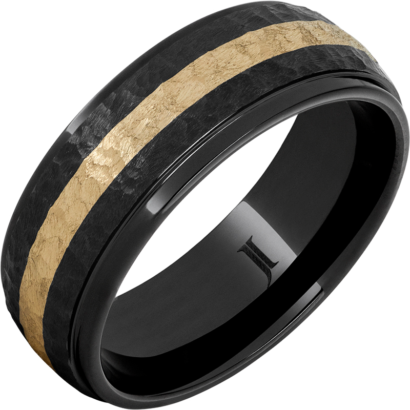 Black Diamond Ceramic - Ring with 14K Yellow Gold Inlay