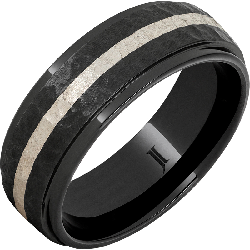 Black Diamond Ceramic - Ring with Sterling Silver Inlay