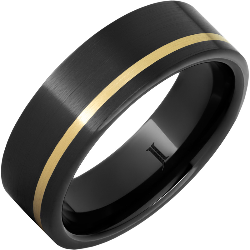 Black Diamond Ceramic - Ring with 14K Yellow Gold Inlay