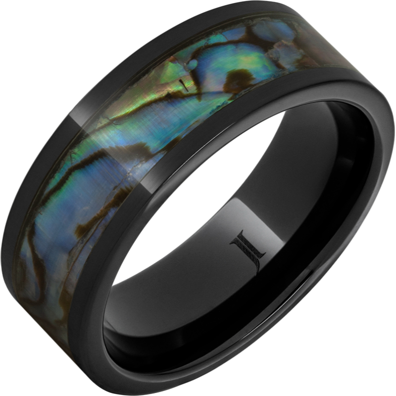 Black Diamond Ceramic - Ring with Abalone Inlay