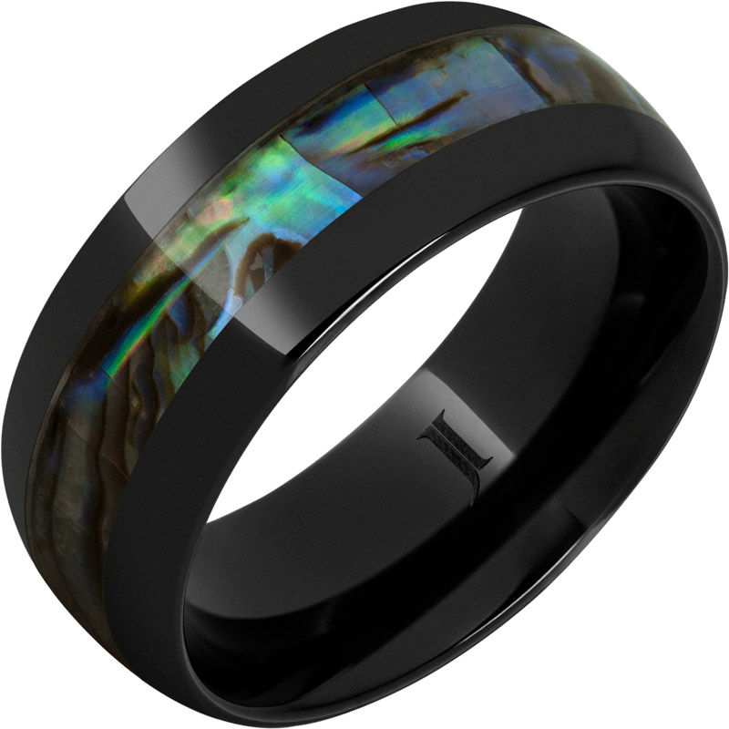 Black Diamond Ceramic - Ring with Abalone Inlay