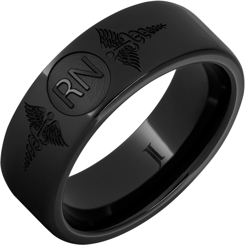 Black Diamond Ceramic - Ring With Caduceus - Registered Nurse