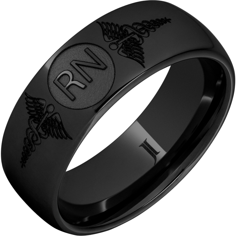 Black Diamond Ceramic - Ring With Caduceus - Registered Nurse