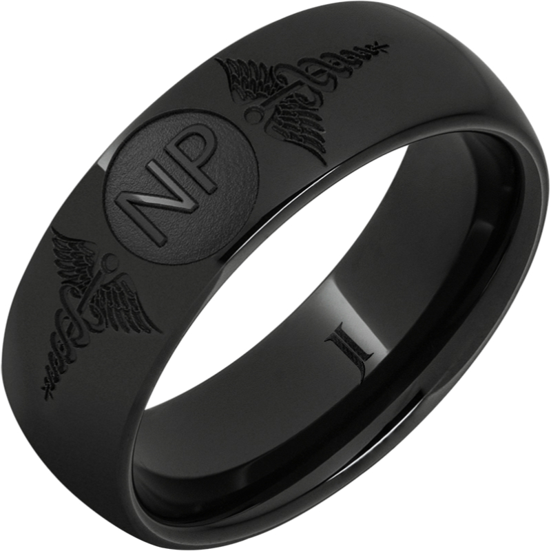 Black Diamond Ceramic - Ring With Caduceus - Nurse Practitioner