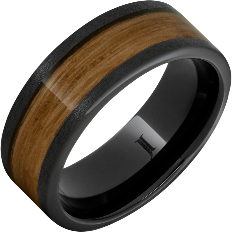 Barrel Aged - Black Diamond Ceramic - Ring with Single Malt Inlay and Stone Finish