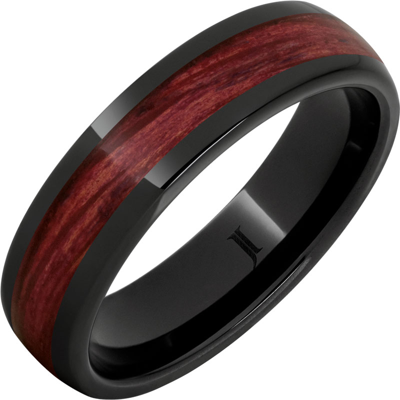 Barrel Aged™ Black Diamond Ceramic™ Dome Ring with Cabernet Inlay