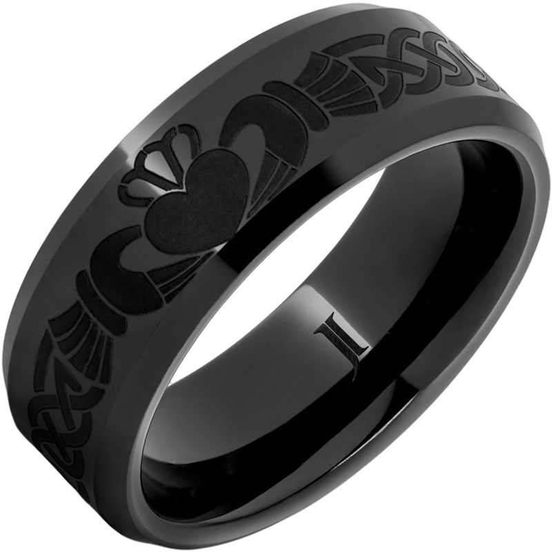 Black Diamond Ceramic - Claddagh Ring