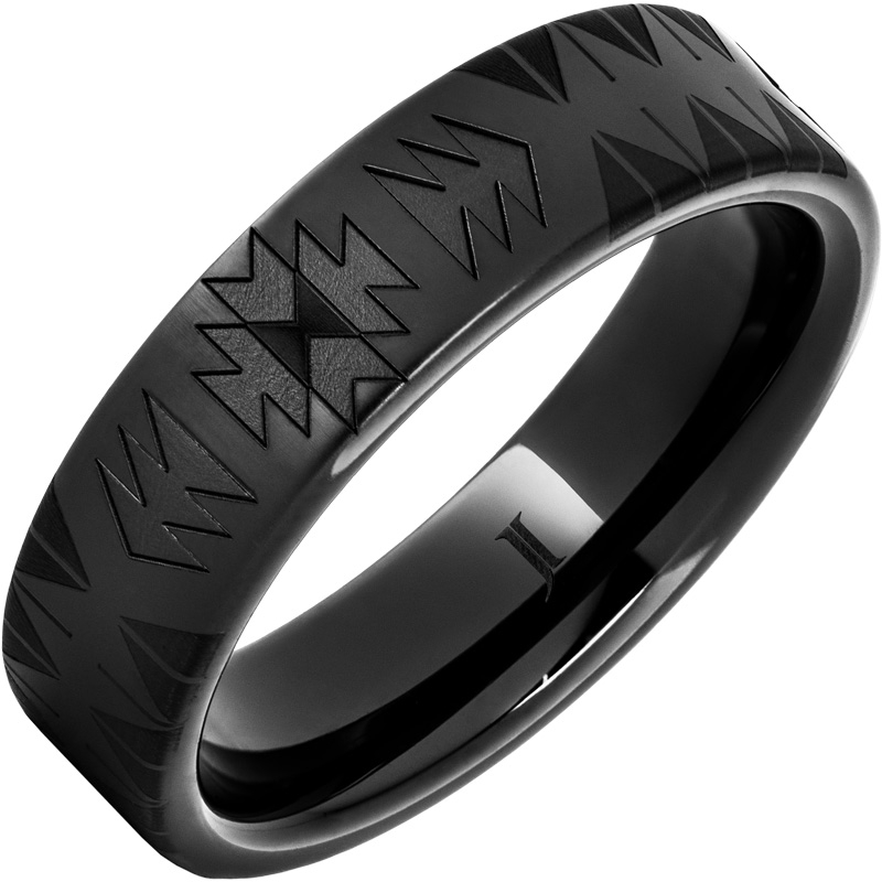 Navajo Blanket Pattern Black Diamond Ceramic - Ring