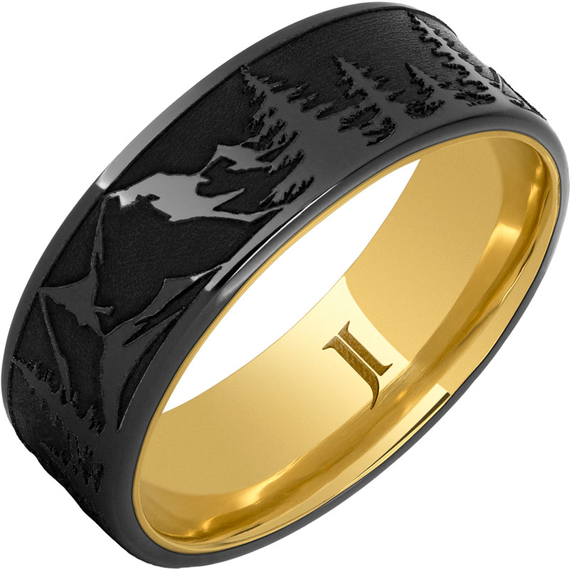 Hidden Gold - 10k Inlay Black Diamond Ceramic - Ring