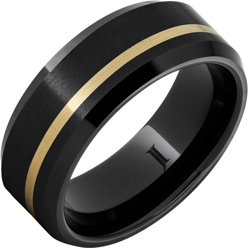 Black Diamond Ceramic - Ring with 14K Gold Inlay