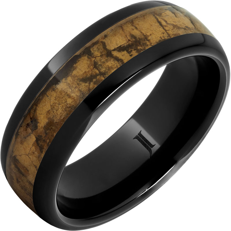 Churchill - Black Diamond Ceramic - Natural Cigar Inlay Ring