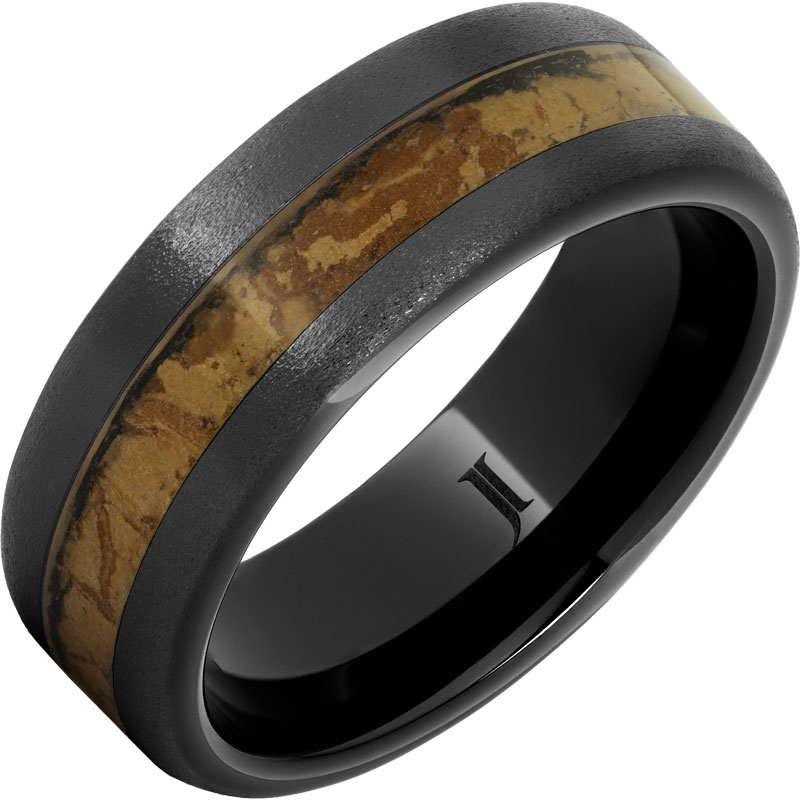 Panatela - Black Diamond Ceramic - Natural Cigar Inlay Ring