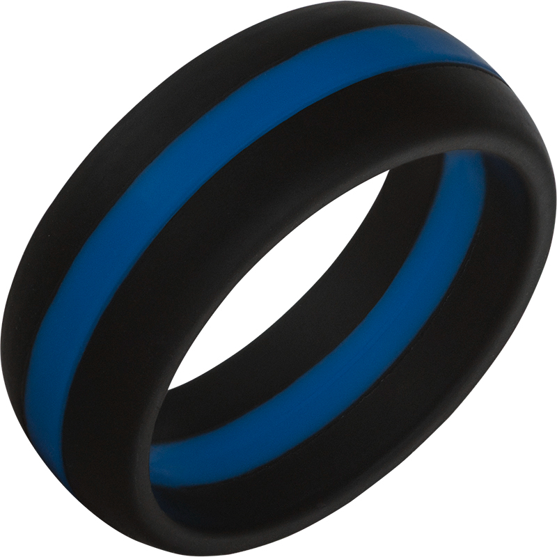 TruBand - Silicone Black Ring with Blue Center