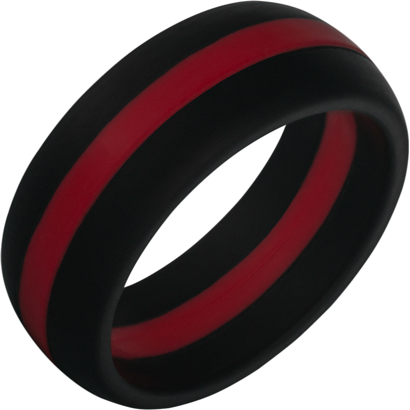 TruBand - Silicone Black Ring with Red Center