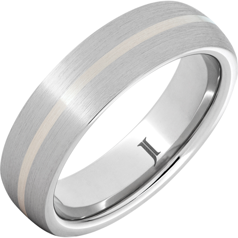 Serinium?Beveled Satin Ring with Sterling Silver Inlay