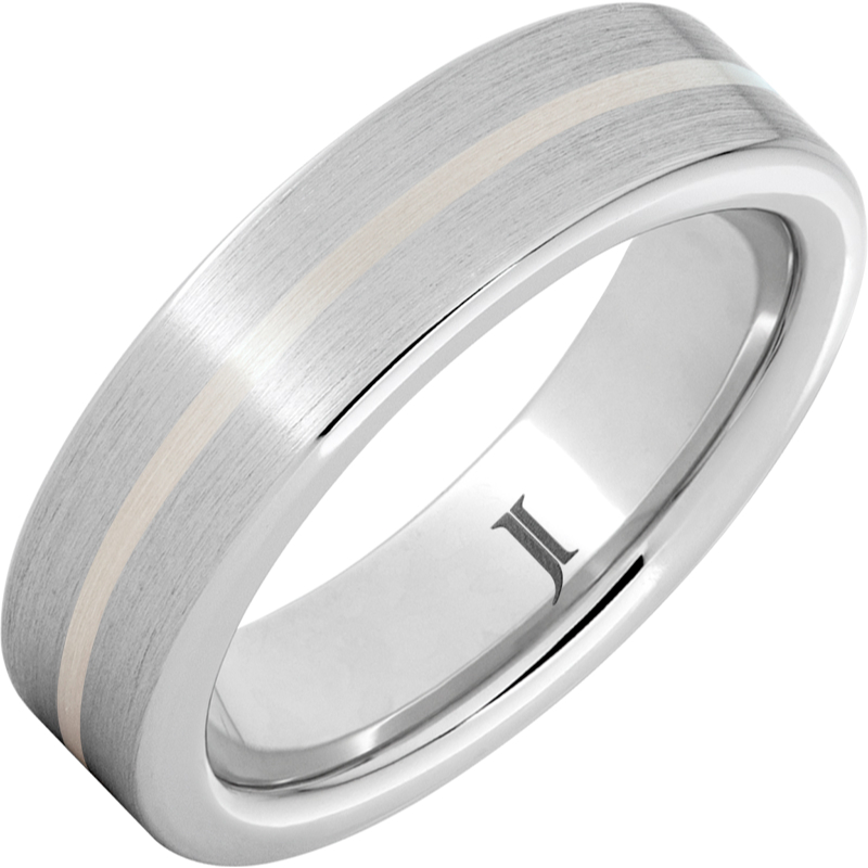 Serinium?Satin Ring with Sterling Silver Inlay