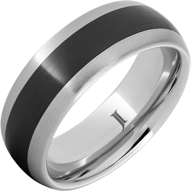 Serinium?Ring with Black Ceramic Inlay and Satin Finish