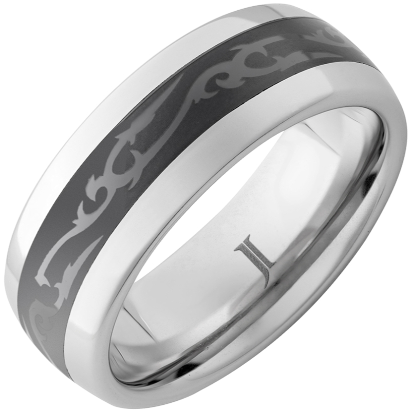 Serinium?Ring with Ceramic Inlay and Celtic Thorn Engraving