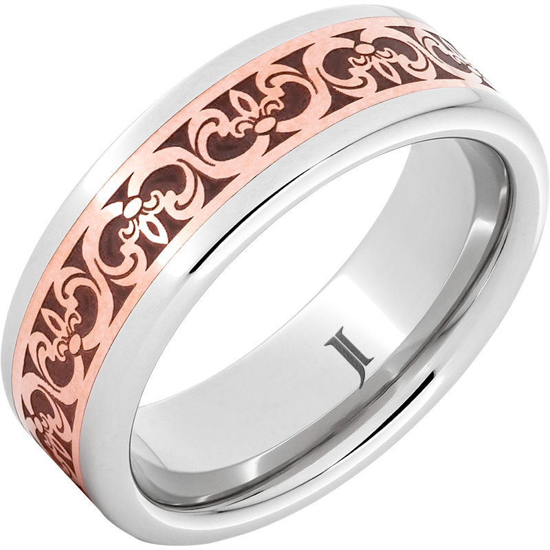 Serinium?Ring with 14K Rose Gold Fleur-de-Lis Inlay