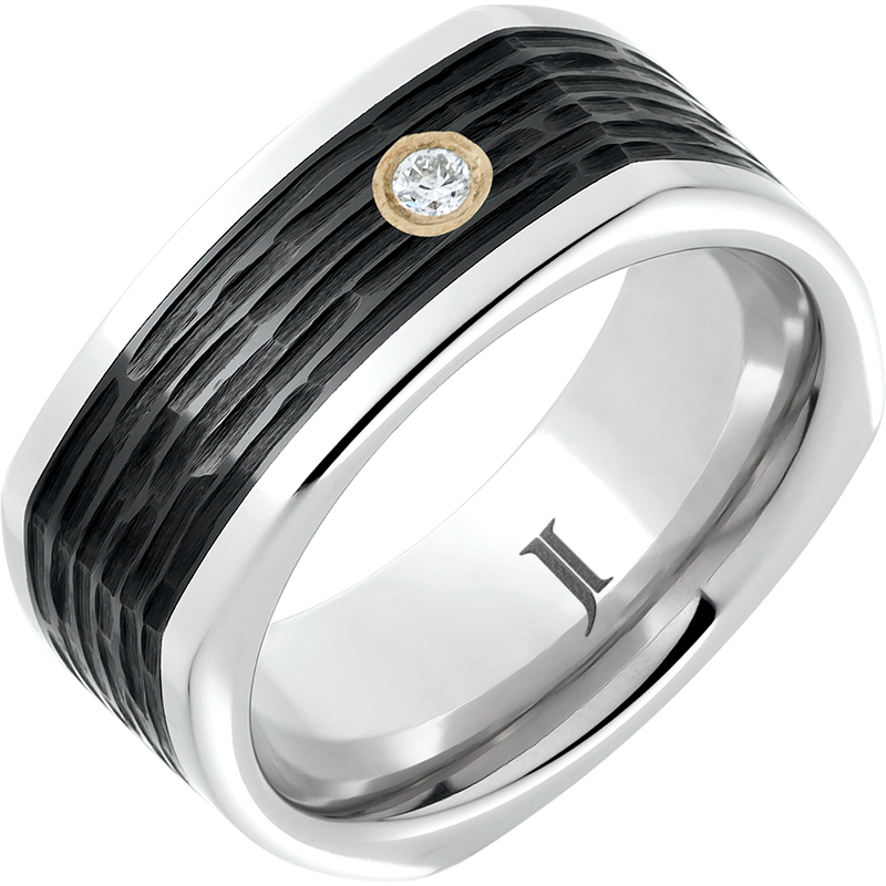 Serinium?Diamond Black Ceramic Square Ring