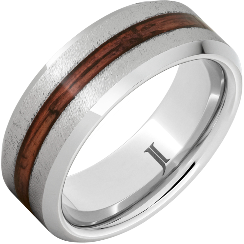 Barrel Aged - Serinium?Ring with Cabernet Wood Inlay and Grain Finish