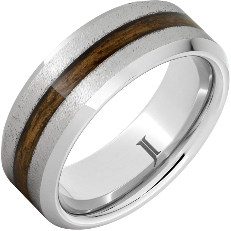 Barrel Aged - Serinium?Ring with Bourbon Wood Inlay and Grain Finish