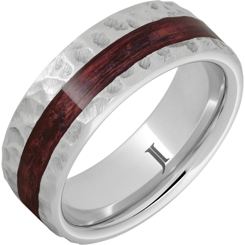 Barrel Aged - Serinium?Ring with Cabernet Wood Inlay and Moon Crater Carving