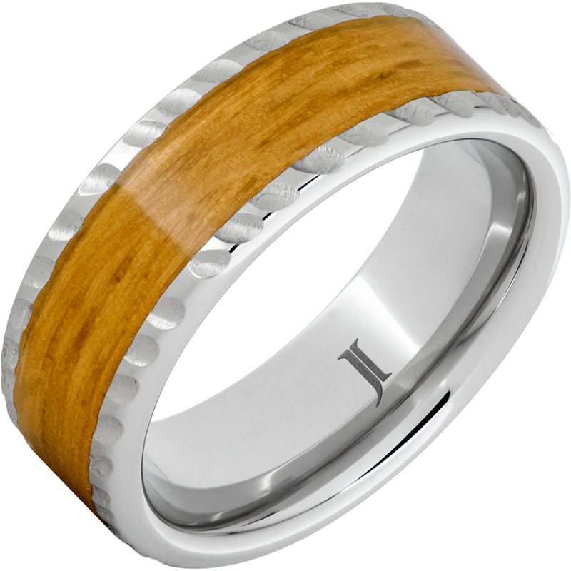 Barrel Aged - Serinium?Ring with Cognac Barrel Wood Inlay