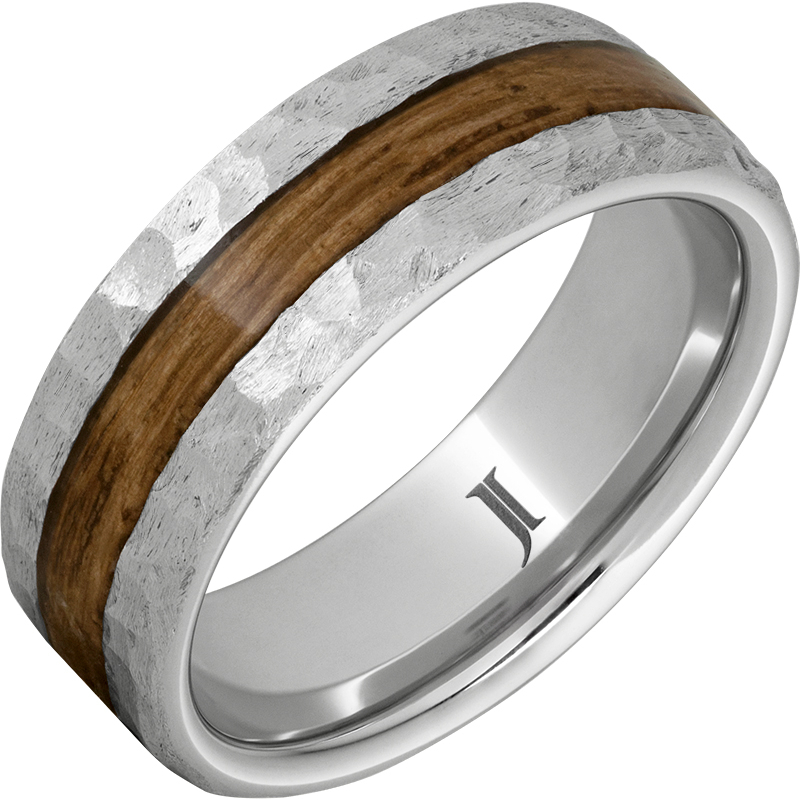 Barrel Aged - Serinium?Ring with Bourbon Inlay and Moon Crater Finish