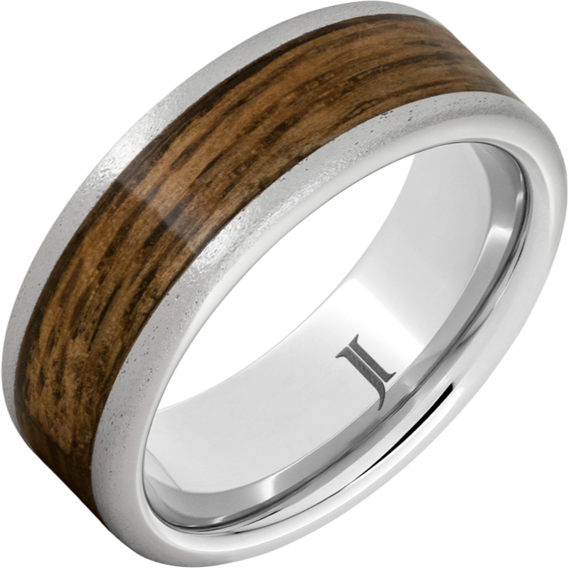 Barrel Aged - Serinium?Ring with Bourbon Wood Inlay and Stone Finish