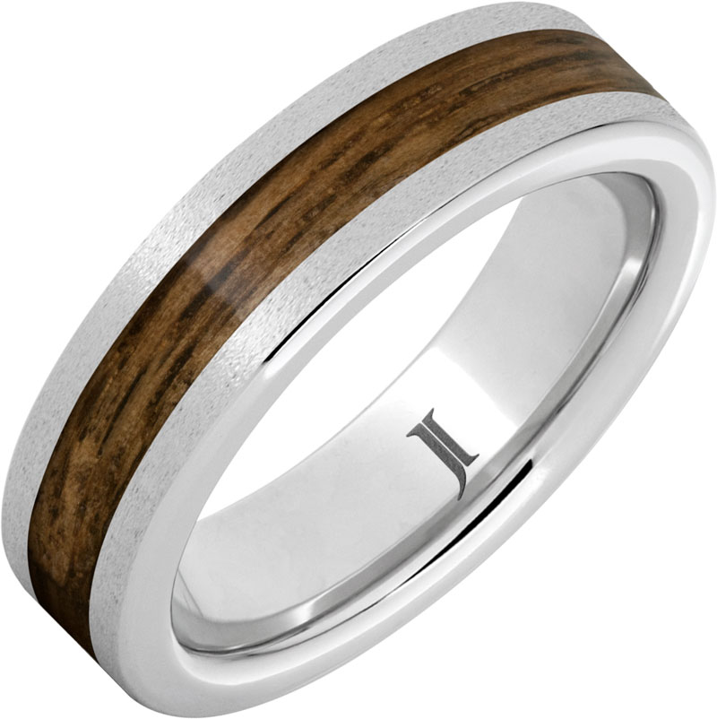 Barrel Aged™ Serinium® Ring with Bourbon Wood Inlay and Stone Finish