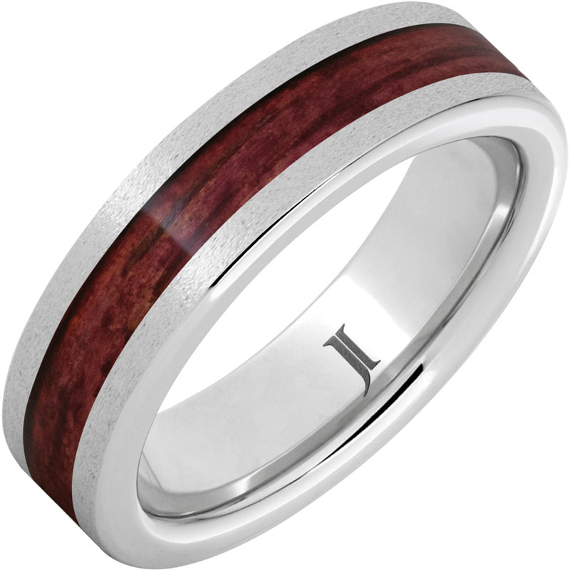 Barrel Aged™ Serinium® Ring with Cabernet Inlay and Stone Finish