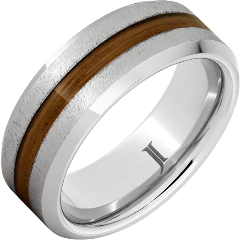 Barrel Aged - Serinium?Ring with Rye Whiskey Wood Inlay